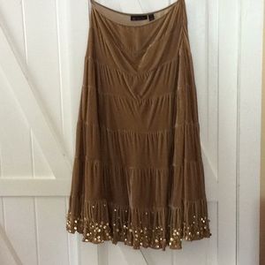 INC Velvet gold and sequins long skirt